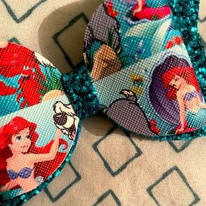 Little mermaid faux leather bow